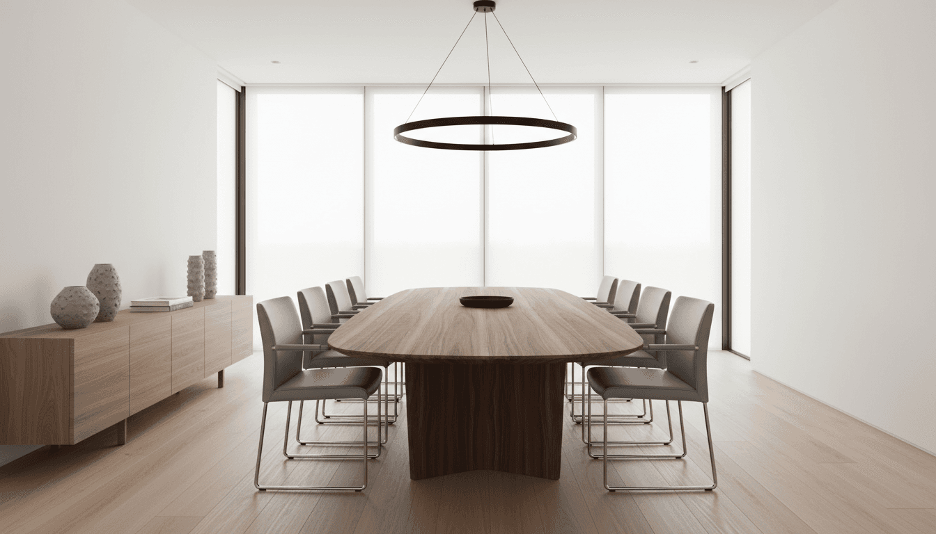 Completed dining room with custom table and chairs