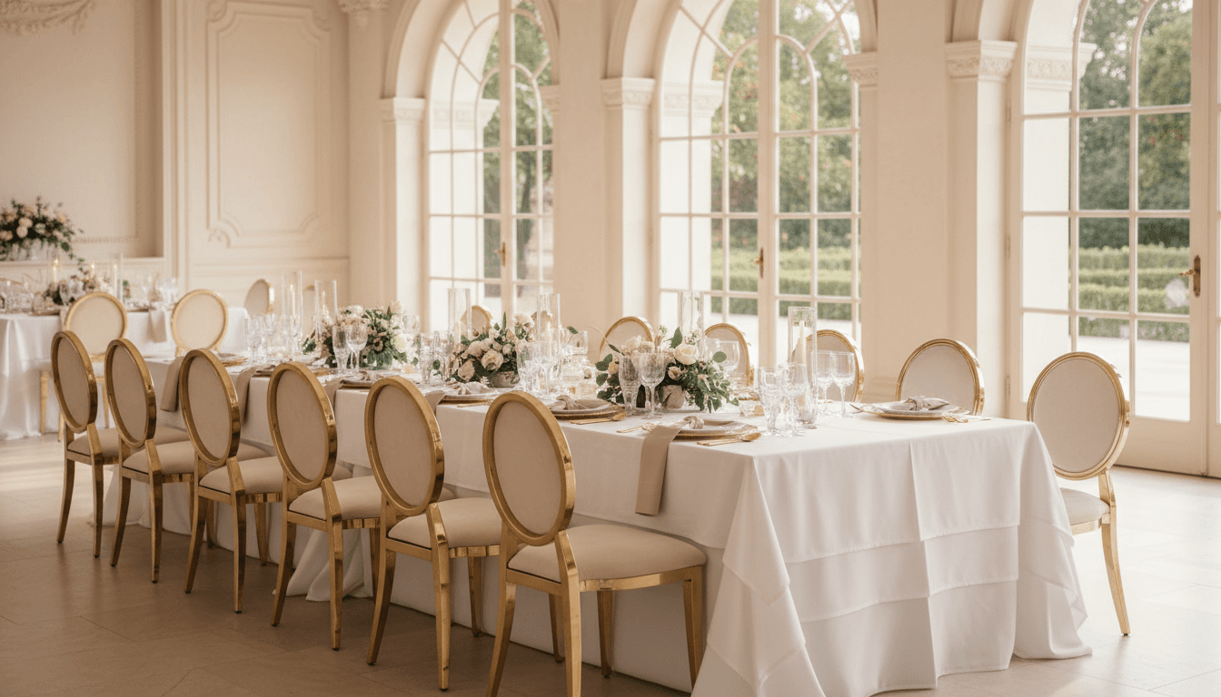 Styling a wedding tablescape with linens and centerpieces